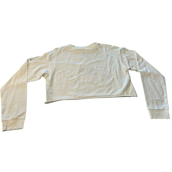 1st Phorm Women’s M Long Sleeve Crop Top‎ White Relaxed Fit Pump Cover New - Picture 7 of 7